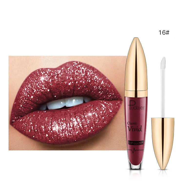 18 Color Matte To Shiny Glitter Liquid Lipstick Shiny Lip Gloss Diamond Waterproof Long Lasting Pearl Lipgloss Women Lip Makeup