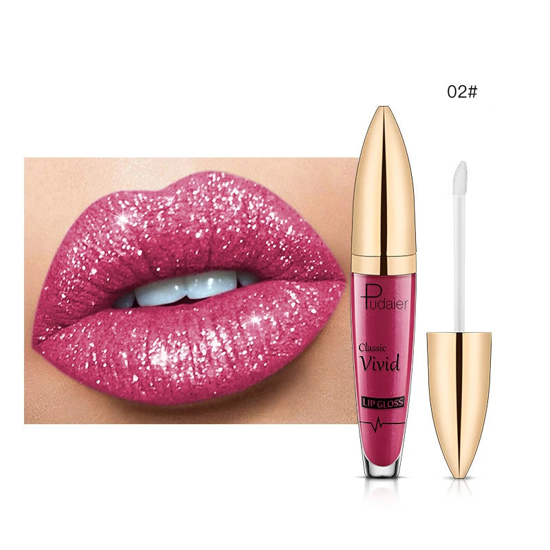 18 Color Matte To Shiny Glitter Liquid Lipstick Shiny Lip Gloss Diamond Waterproof Long Lasting Pearl Lipgloss Women Lip Makeup