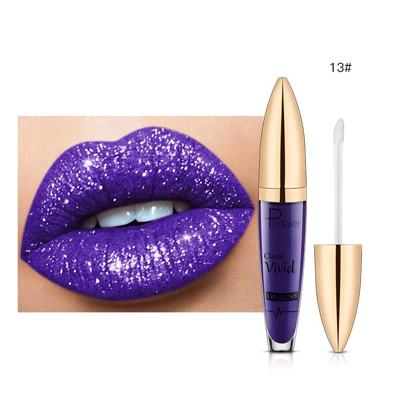 18 Color Matte To Shiny Glitter Liquid Lipstick Shiny Lip Gloss Diamond Waterproof Long Lasting Pearl Lipgloss Women Lip Makeup