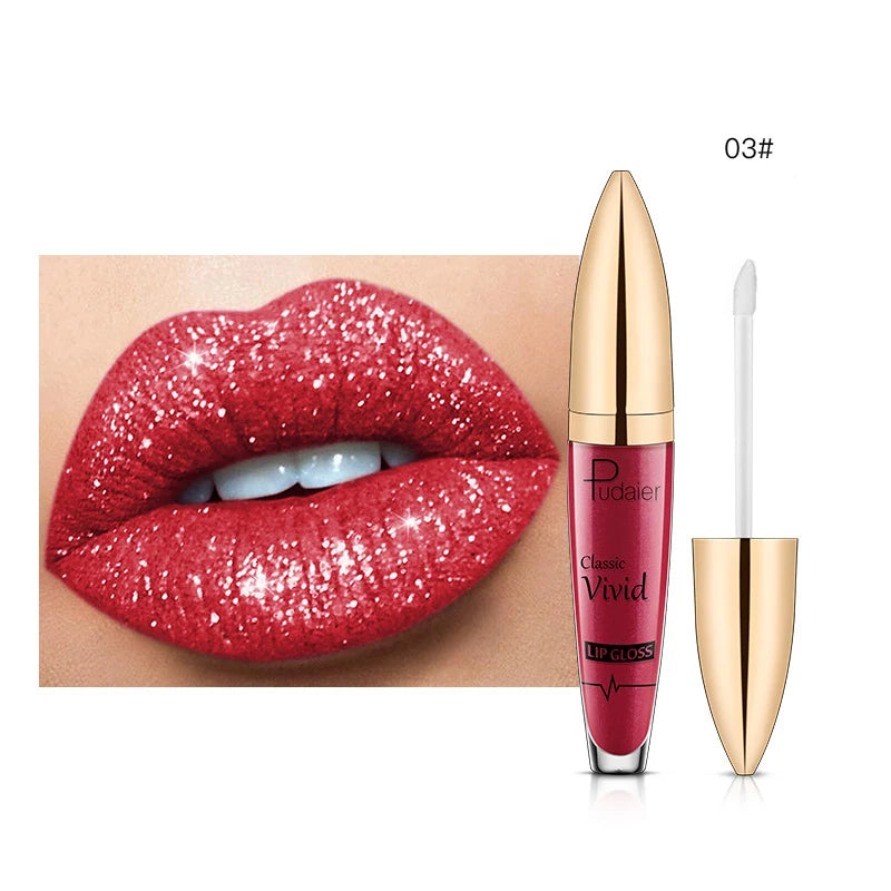 18 Color Matte To Shiny Glitter Liquid Lipstick Shiny Lip Gloss Diamond Waterproof Long Lasting Pearl Lipgloss Women Lip Makeup