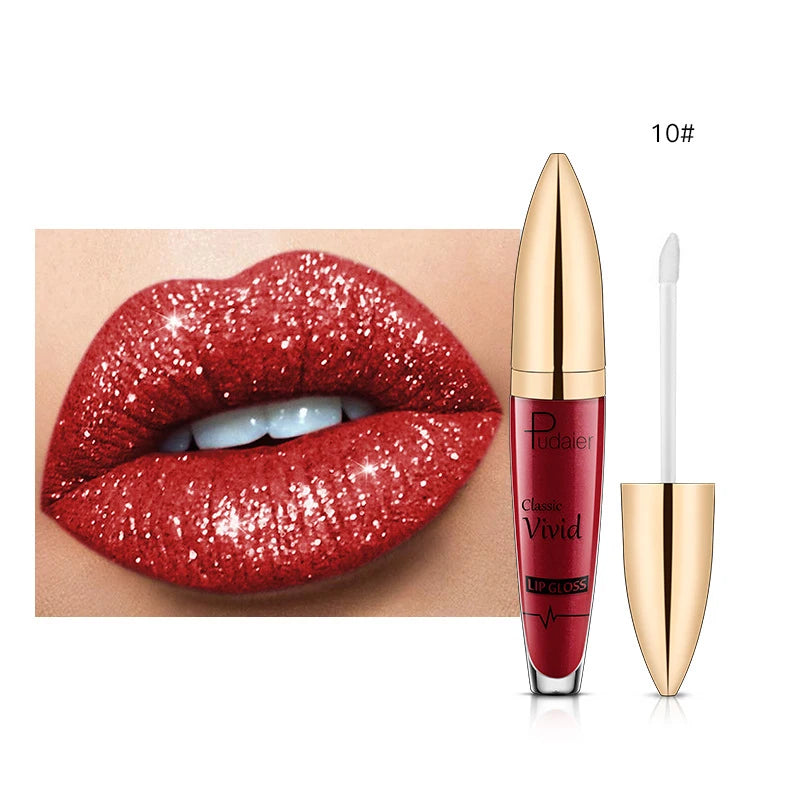 18 Color Matte To Shiny Glitter Liquid Lipstick Shiny Lip Gloss Diamond Waterproof Long Lasting Pearl Lipgloss Women Lip Makeup