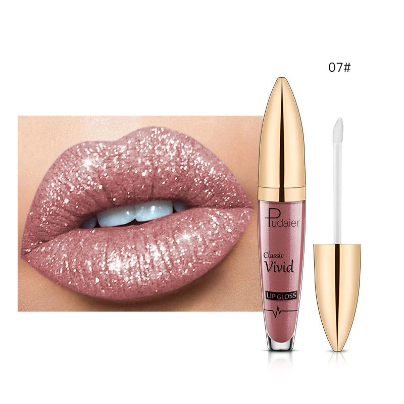 18 Color Matte To Shiny Glitter Liquid Lipstick Shiny Lip Gloss Diamond Waterproof Long Lasting Pearl Lipgloss Women Lip Makeup