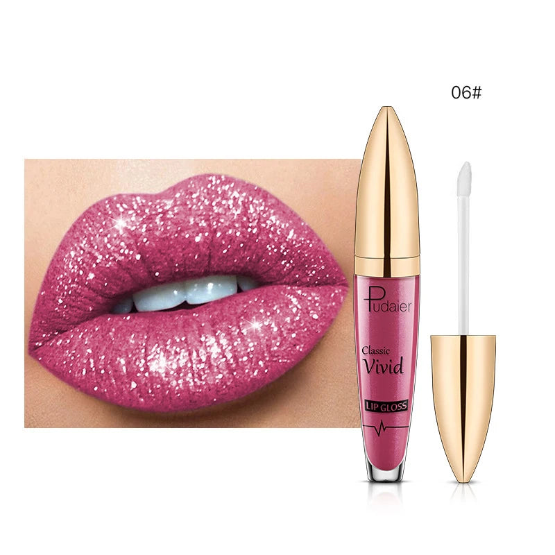 18 Color Matte To Shiny Glitter Liquid Lipstick Shiny Lip Gloss Diamond Waterproof Long Lasting Pearl Lipgloss Women Lip Makeup