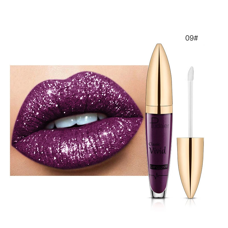18 Color Matte To Shiny Glitter Liquid Lipstick Shiny Lip Gloss Diamond Waterproof Long Lasting Pearl Lipgloss Women Lip Makeup