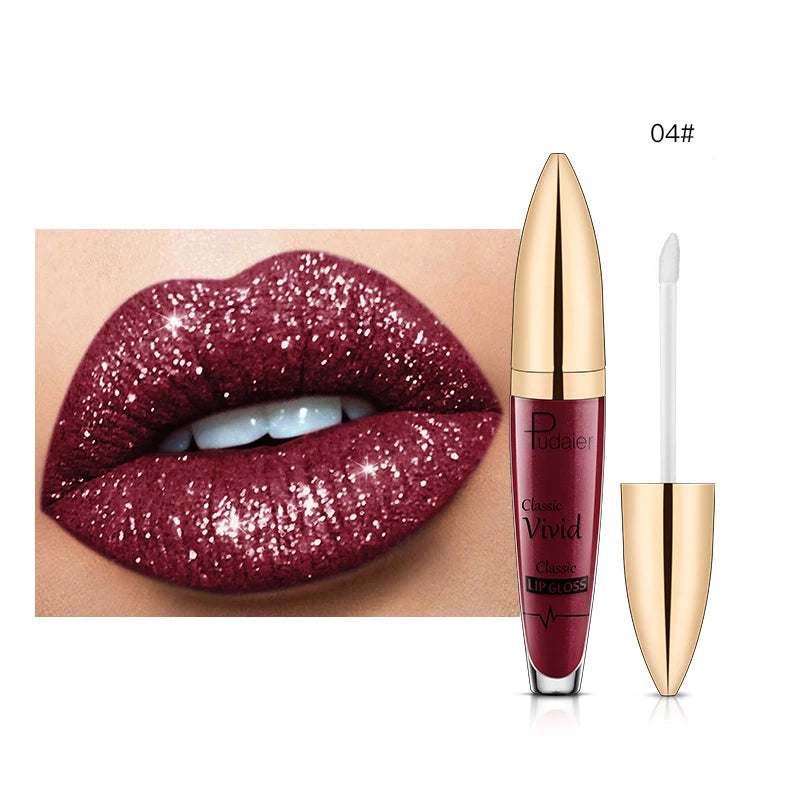 18 Color Matte To Shiny Glitter Liquid Lipstick Shiny Lip Gloss Diamond Waterproof Long Lasting Pearl Lipgloss Women Lip Makeup
