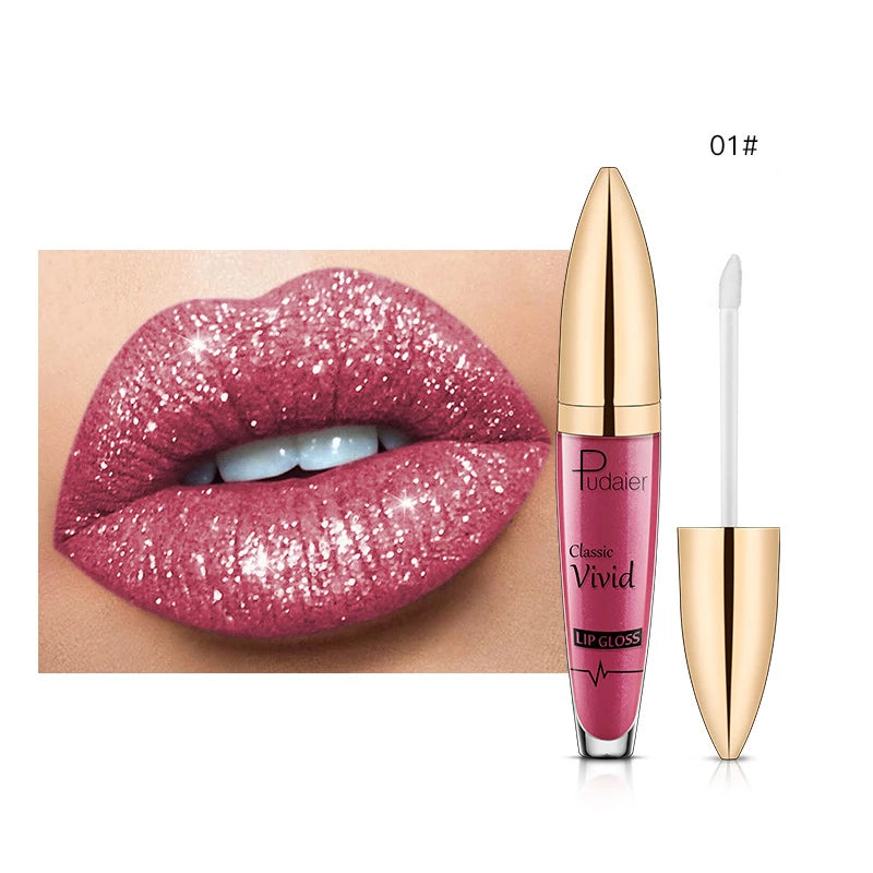 18 Color Matte To Shiny Glitter Liquid Lipstick Shiny Lip Gloss Diamond Waterproof Long Lasting Pearl Lipgloss Women Lip Makeup