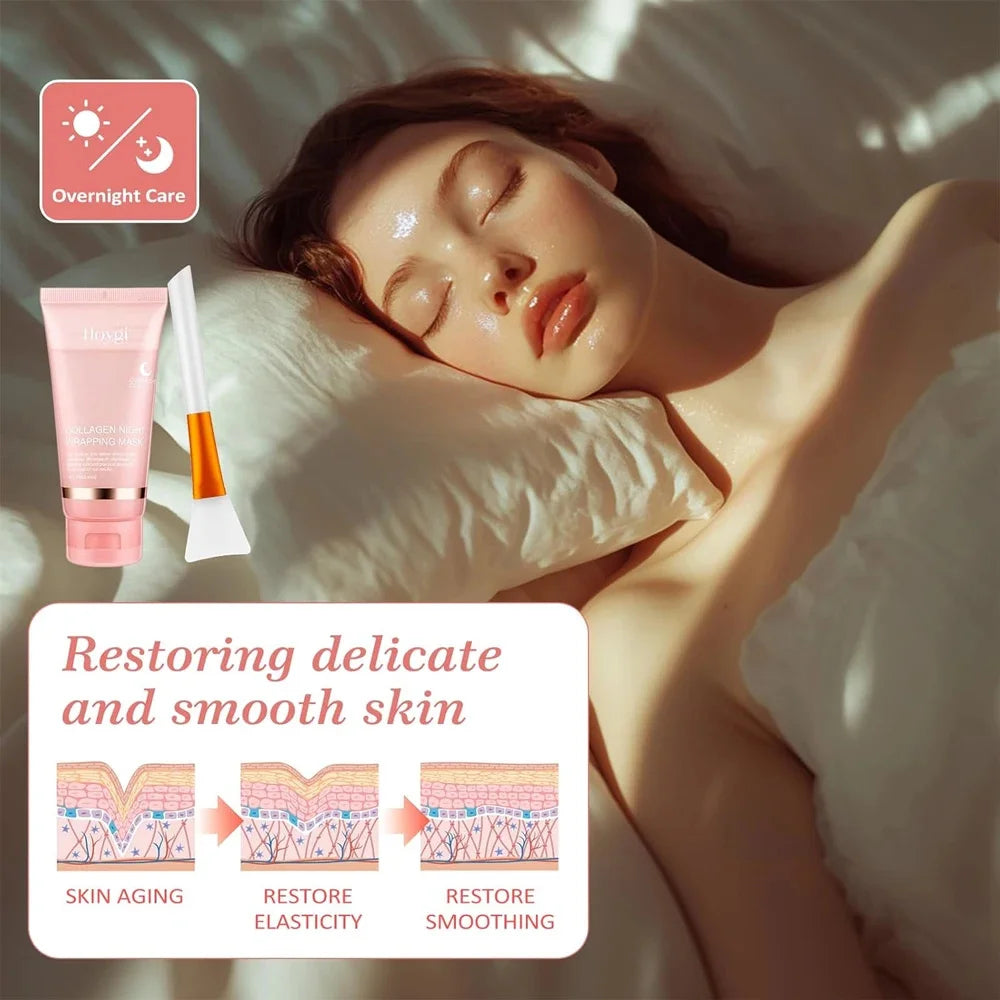Collagen Peel Off Mask Deeply Hydrating Moisturizing Night Wrapping Mask Elasticity Firming Skin Rejuvenation Peel Facial Mask