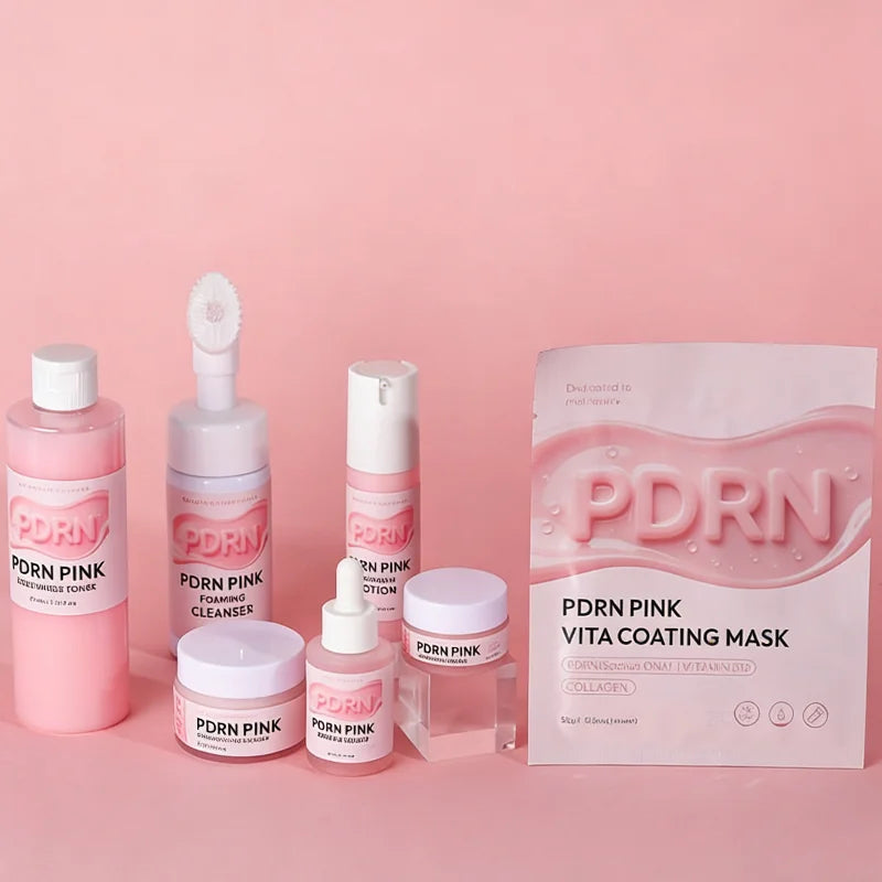 PDRN Pink Skincare Set Salmon Dna Collagen Vita Coating Mask Lift Firm Skin Make Skin Glow Moisturizing Nourishing Skincare Set