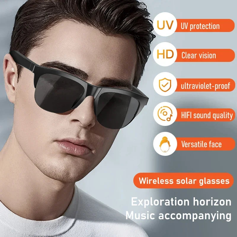 Nuevas gafas de sol inteligentes Bluetooth V5.3, ideales para deportes al aire libre, con auriculares HIFI, tecnología negra, protección UV y anti-contacto para hombres y mujeres.