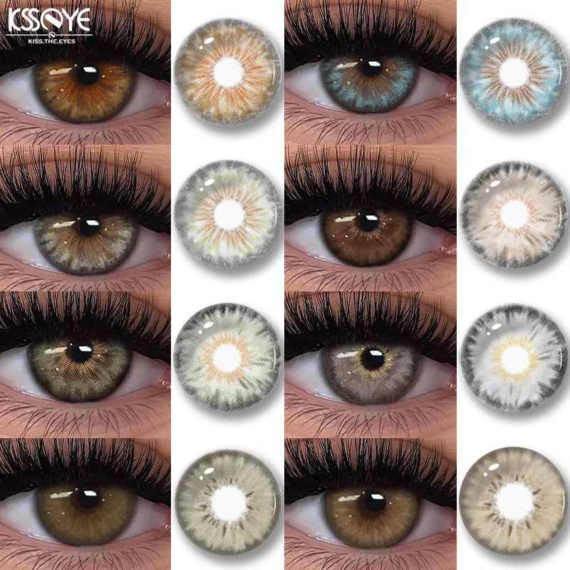 KSSEYE 1Pair Cleopatra 2.0 Series Natural Color Contact Lenses for Eyes Brown Lenses Colorcon Lenses Yearly Beautiful Grey Eyes