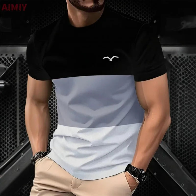 Men's Striped Printed T-shirt Summer Outdoor Casual Round Neck Short Sleeve Tshirts New In Men's Fashion Tee Shirt Clothes