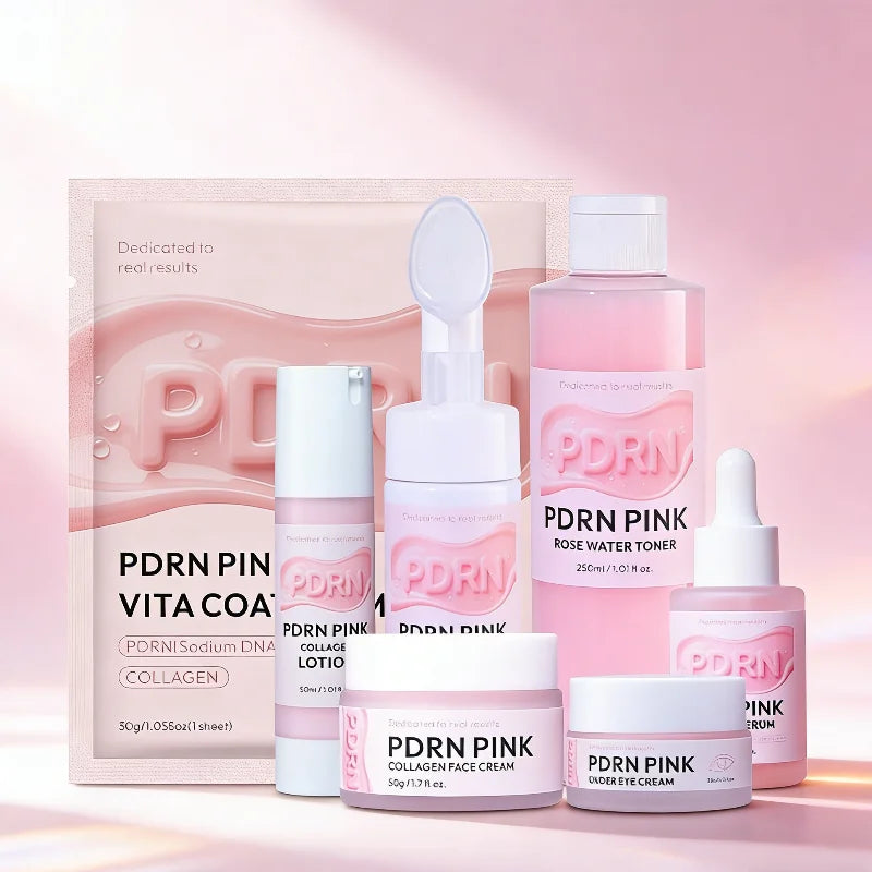PDRN Pink Skincare Set Salmon Dna Collagen Vita Coating Mask Lift Firm Skin Make Skin Glow Moisturizing Nourishing Skincare Set