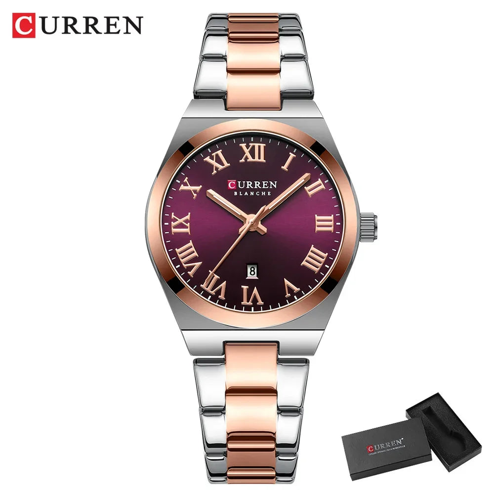 CURREN Watch Women,Watches for Women,Ladies Watches,Waterproof Fashion Dress Stainless Steel Bracelet Analog Watches Date