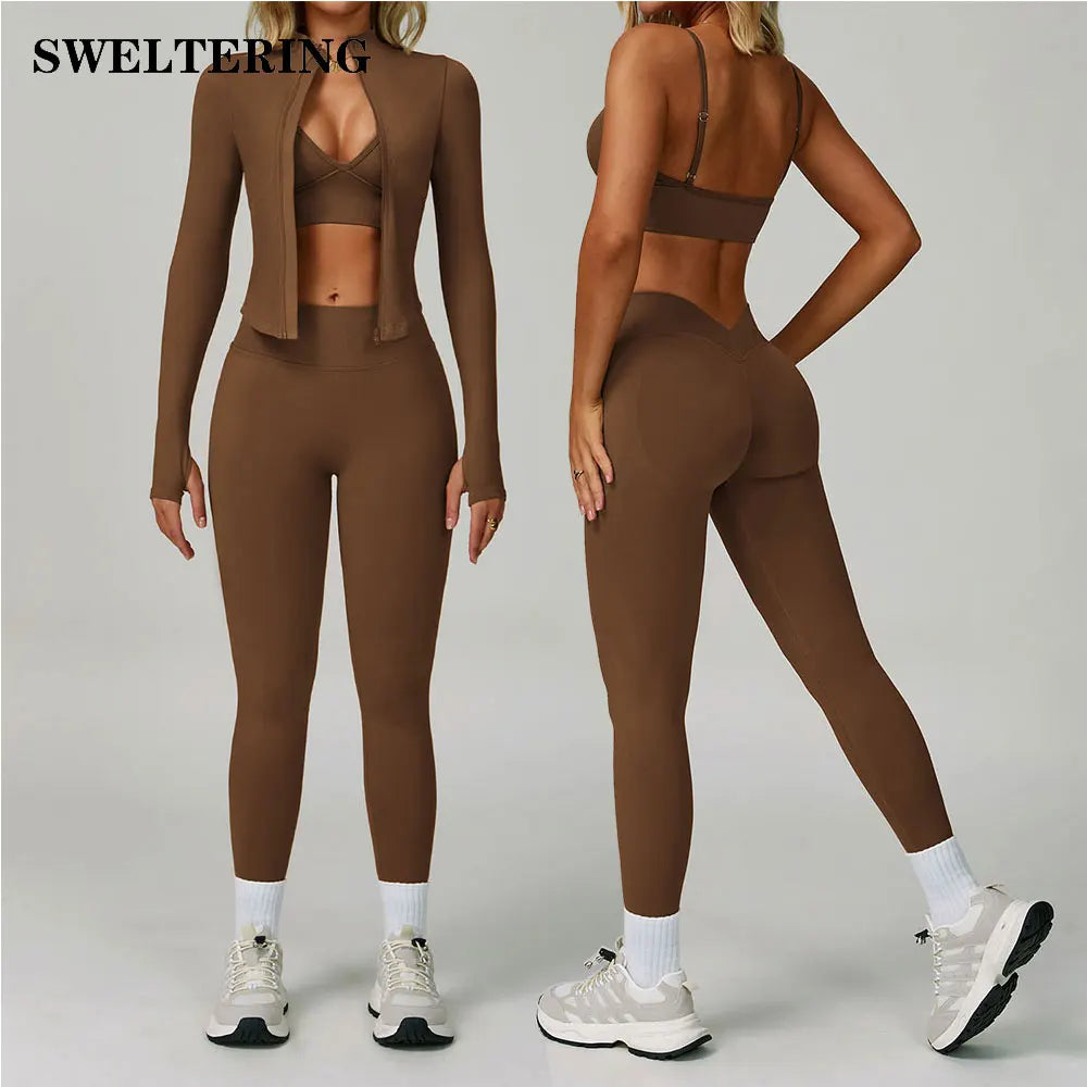 Conjunto de yoga de 2/3 piezas, ropa de gimnasio para mujer, chándal, conjuntos de entrenamiento, ropa deportiva, leggings de cintura alta, sujetador deportivo, ropa atlética