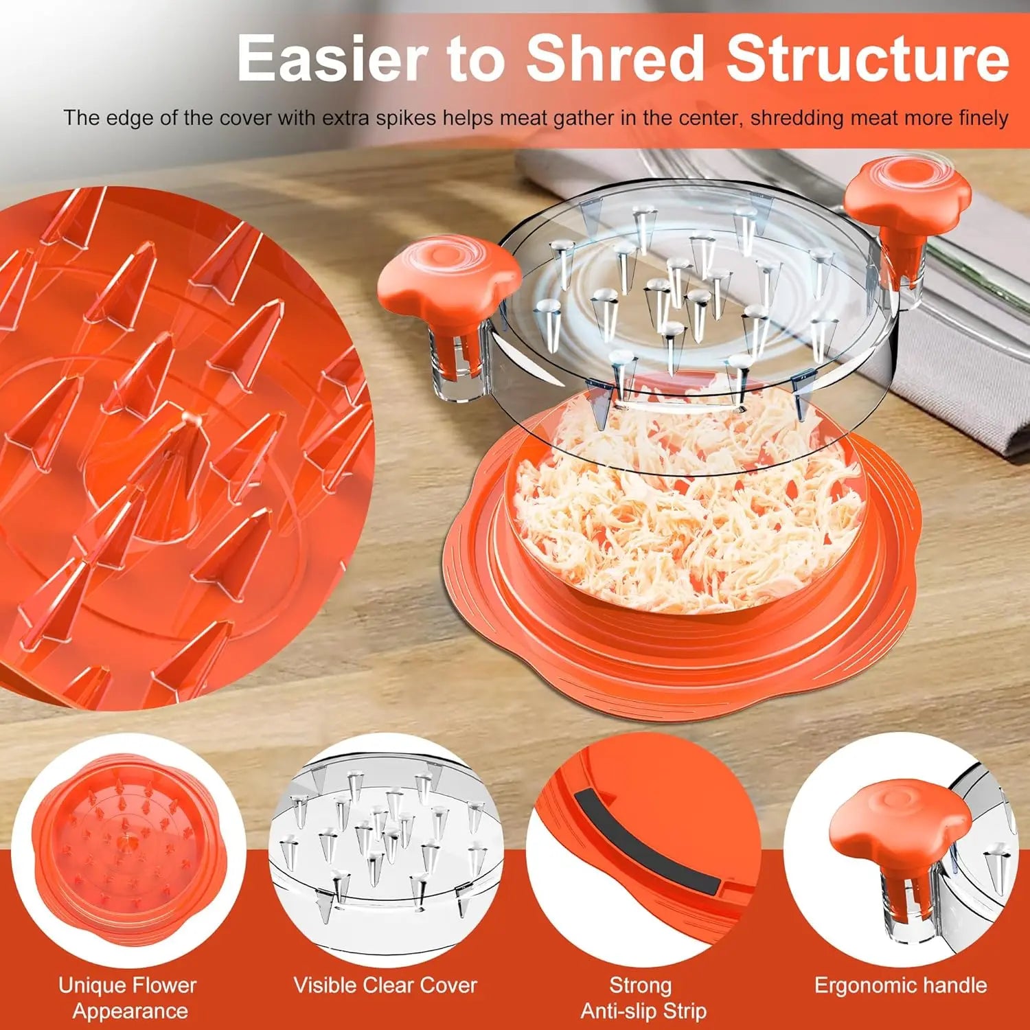 Large Chicken Breast Shredder Tool Twist Visible Meat Shredder BPA Free Suitable for Pork Beef Chicken