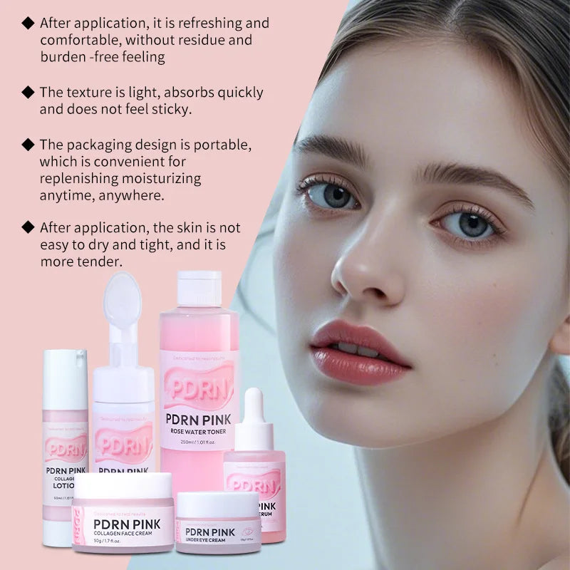 PDRN Pink Skincare Set Salmon Dna Collagen Vita Coating Mask Lift Firm Skin Make Skin Glow Moisturizing Nourishing Skincare Set