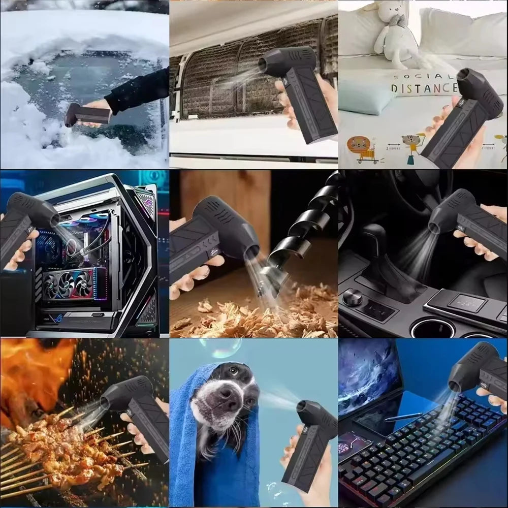 130000 RPM  Fan Electric Air Blower Brushless Motor High-Speed Violent Fan 52m/s Overheat Protection 4000mAh Battery