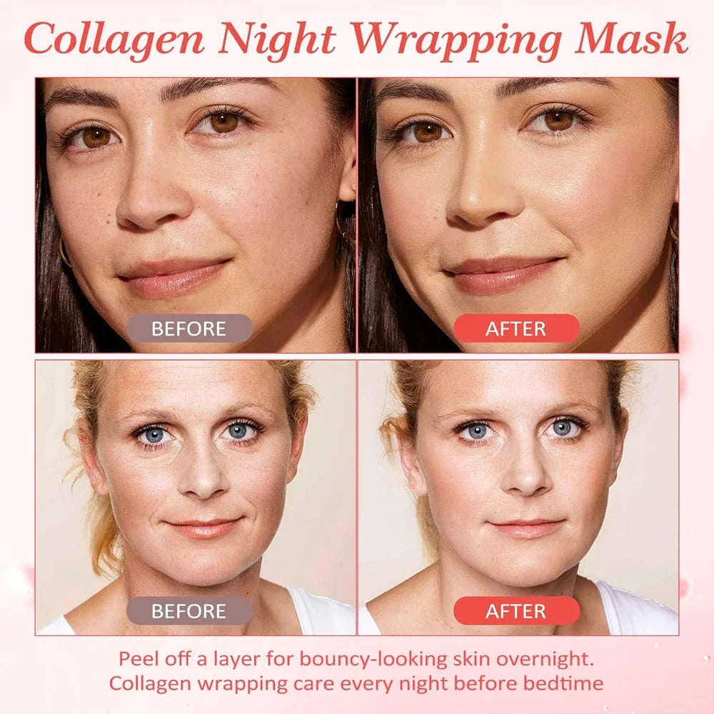 Collagen Peel Off Mask Deeply Hydrating Moisturizing Night Wrapping Mask Elasticity Firming Skin Rejuvenation Peel Facial Mask