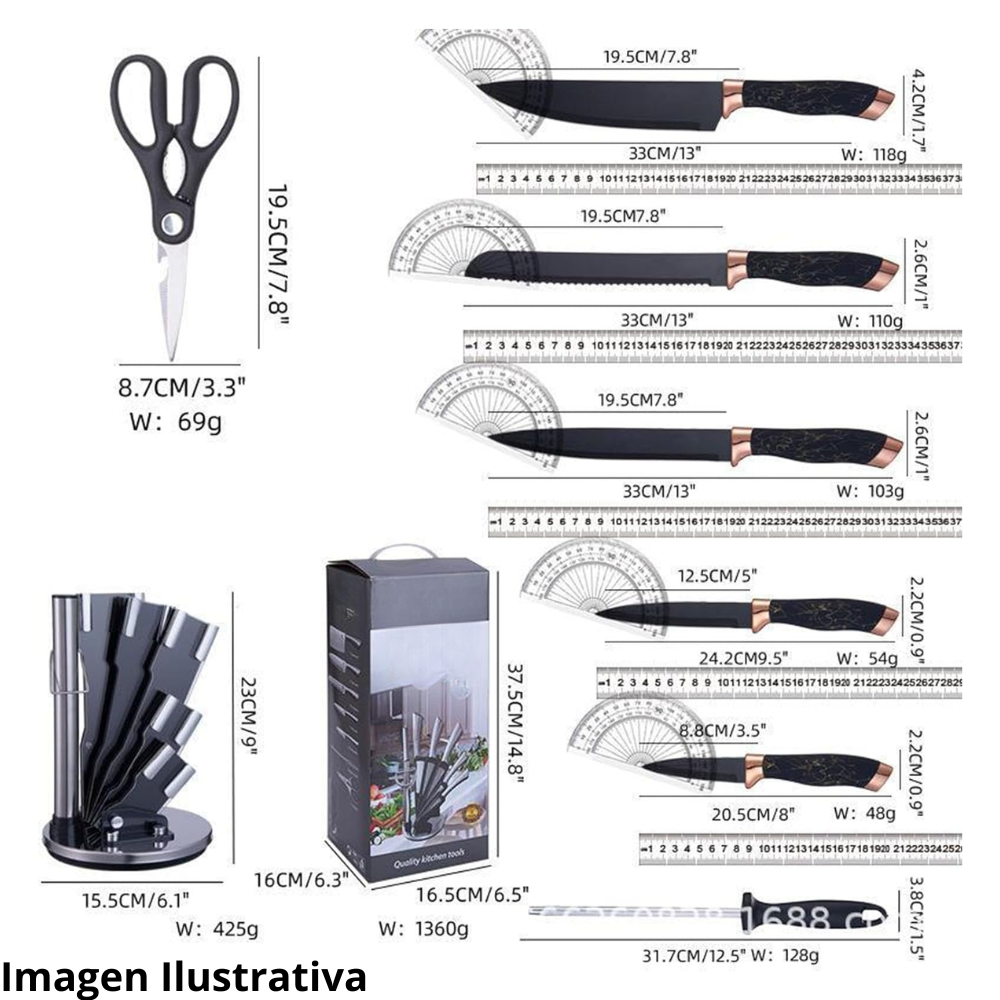 Set Profesional Cuchillos Cocina Mango
